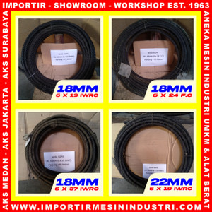 PROMO WIRE ROPE 18 mm (6 x 24 F.C.) Panjang 500 Meter