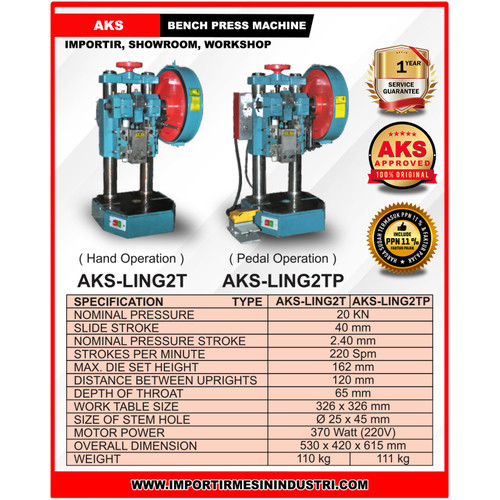 AKS - LING2T Mesin Pon Logam / Bench Press Stamping Machine 2 Ton