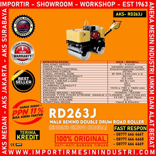 Tandem Double Drum Engine GX390 HONDA Road Roller 13 Hp 3600 Rpm
