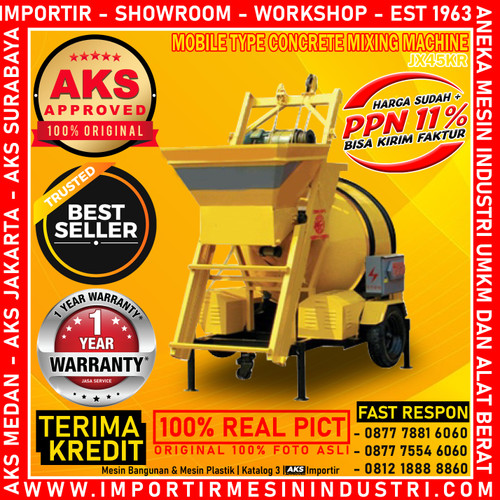 Mobile Type Mesin Molen Pencampuran Concrete 450 L AKS - JX45KR