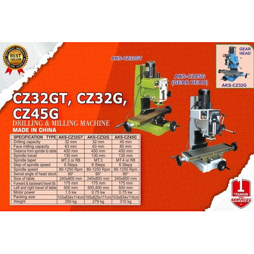 Mesin Bor Drilling dan Milling 32 mm x 63 mm AKS - CZ32G