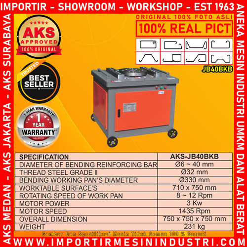 Alat Tekuk Batang Besi Bar Bending Machine 3 Kw Original - JB40BKB