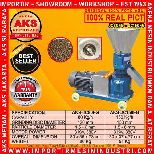 Biomass Granulator Machine Mesin Cetak Pellet Pakan AKS - JC150FG