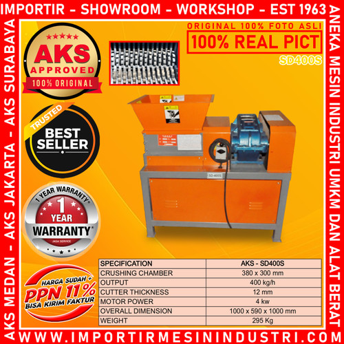 Mesin Giling Sampah / Shredder Single Shaft 4 Kw AKS - SD400S