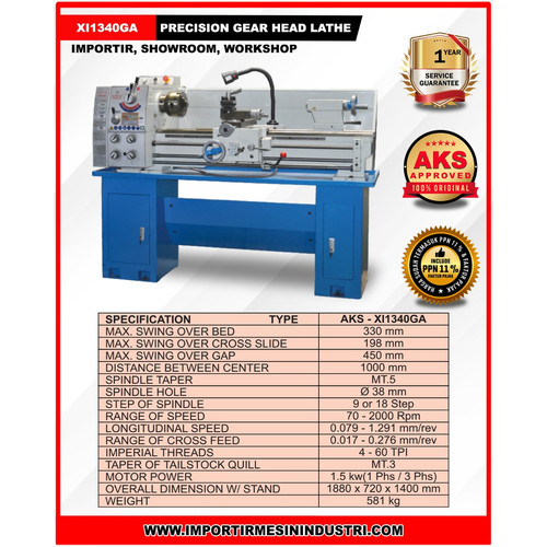 Mesin Bubut 100 cm / Bubut Besi AKS - XI1340GA Terbaik