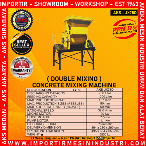 AKS - JX75D Mesin Pengaduk Concrete semen Mixing Machine Double Mixing