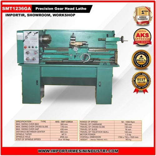 Precision Gear Head Lathe SMT1236GA 300 mm x 900 mm | Mesin Bubut Besi