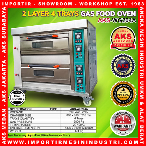 Gas Oven Roti 2 Deck 4 Loyang Pemanggang Roti Kue GARANSI AKS-WG204A