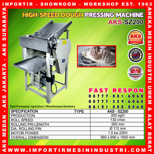 MESIN DOUGH SHEETER/ MESIN PRESS ADONAN MENJADI LEMBARAN SZ200