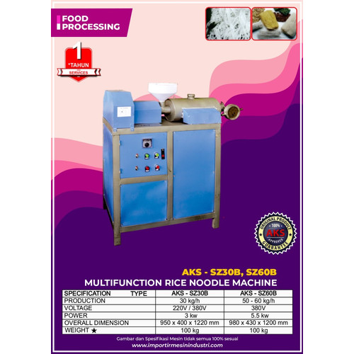 MESIN PEMBUAT BIHUN RICE NOODLE MAKER AKS-SZ30B ORIGINAL