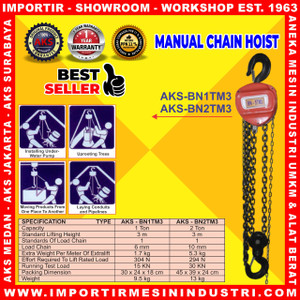 Kerekan Manual 2 Ton Takel 3 m Chain Block Hoist - AKS BN2TM3