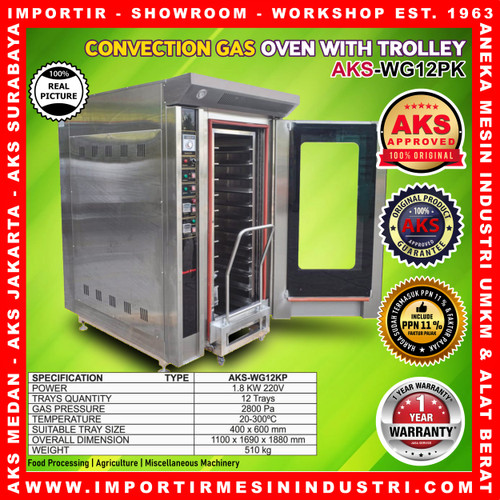 Convection Gas Oven With Trolley 12 Loyang AKS-WG12KP ORIGINAL