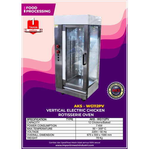 CHICKEN ROTTISERIES AKS-WG112PV OVEN PANGGANGAN AYAM/BEBEK /Oven