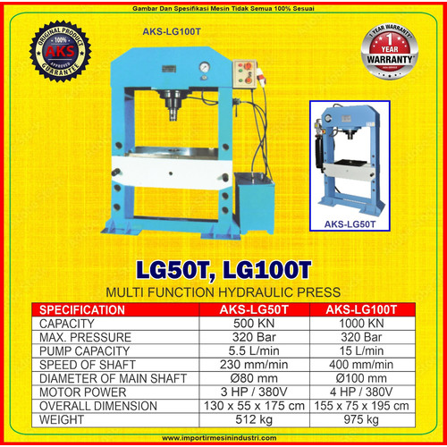 Hydraulic Press Mesin press Hydraulic 100 Ton 3 Phase | AKS - LG100T