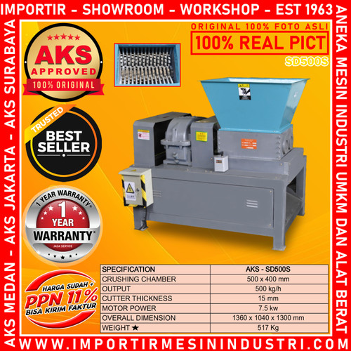 Plastic Shredder / Mesin Penghancur Sampah Botol Plastik AKS - SD500S