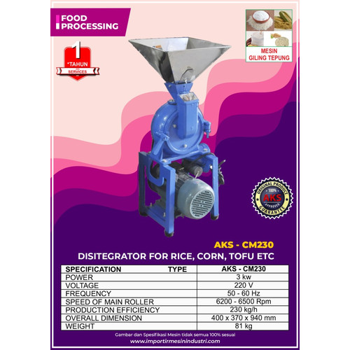Mesin Giling Tepung Disk Mill CM230 / Penepung TERBAIK AKS ORIGINAL