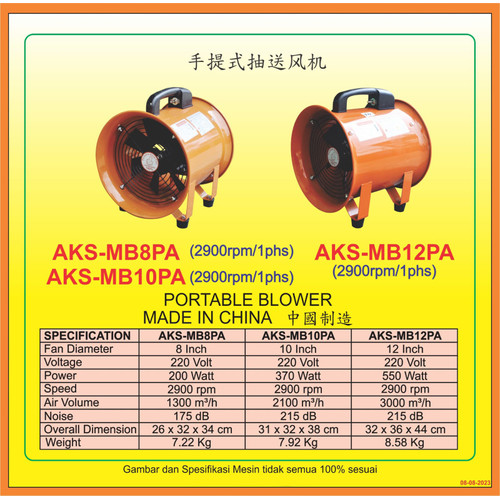 Bergaransi Kipas Blower portable 8 inch