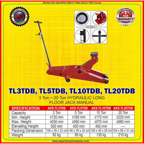 Floor Jack Dongkrak Buaya Capacity 20 Ton | AKS - TL20TDB INVC