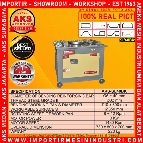 Steel Bender Bar SL40BK / Mesin penekuk pembengkok Besi 3 Kw