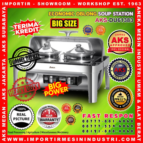 Prasmanan Roll Top Chafing Dish Economic Oblong Soup Station DU61383