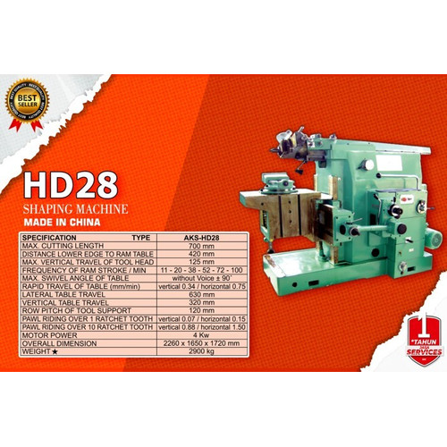 Shaping Machine / Mesin Pembentuk - 4 kw / HD28 Cutting Length 700 mm