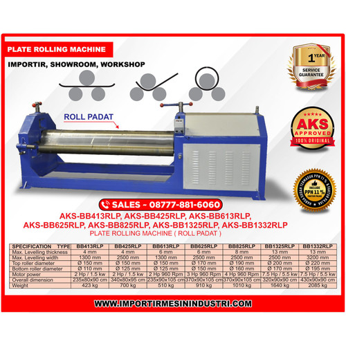 Mesin Roll Padat Plat Besi 3 Hp - 960Rpm Rolling Machine- BB625RLP