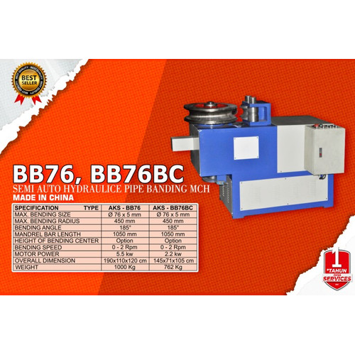 Mesin Tekuk Pipa/Semi Auto Hidrolik Bending Machine-BB76/0-2Rpm