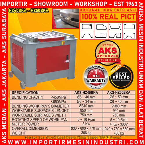 Besi Semi Otomatis 50 mm Bar Bender Mesin Penekuk Batang AKS - HZ50BKA