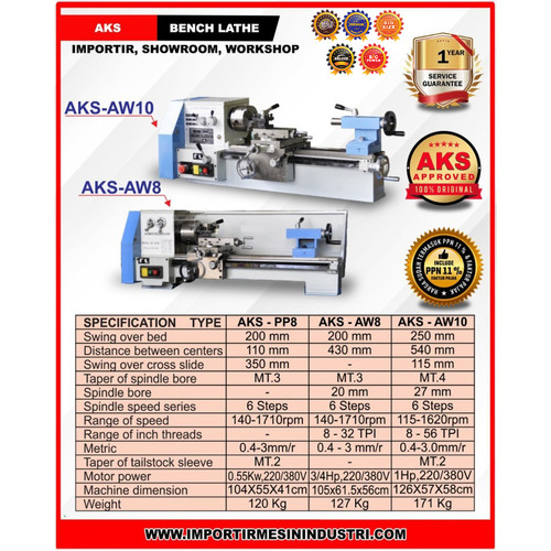 Mesin Bubut Besi / Logam Besi 200 x 430 mm AW8