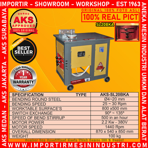 Mesin Penekuk dan Pembengkok Besi Bar bender Stirrup AKS - SL20BKA