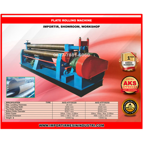 Mesin Roll Plat Besi / Stainless 30 mm x 2500 mm Heavy Duty HTF30250