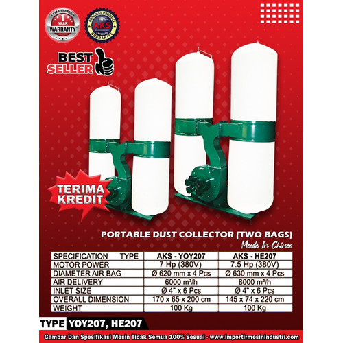 Extractor Alat Penampung Debu Mesin Industrial Two bags - YOY207