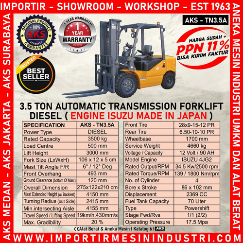 FORKLIP Alat Angkut Transmission Automatic ISUZU 34.5 Kw AKS TN3,5A