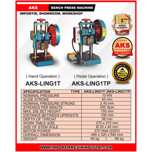 Mesin Pon Maximal 1 Ton / Bench Press Stamping Original - LING1TP