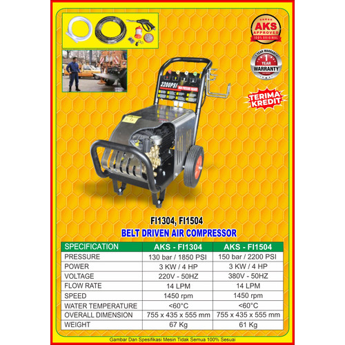 Mesin Steam Cuci Mobil 3 Kw / 4 Hp / 3 Phase - FI1504