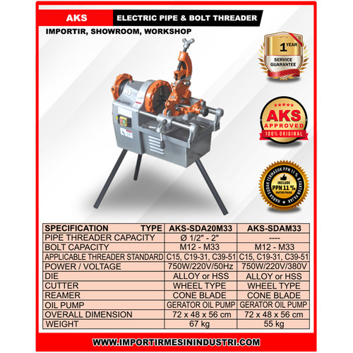 MESIN SENAI PIPA / ELECTRIC PIPE THEADING MCH AKS - SDAM33