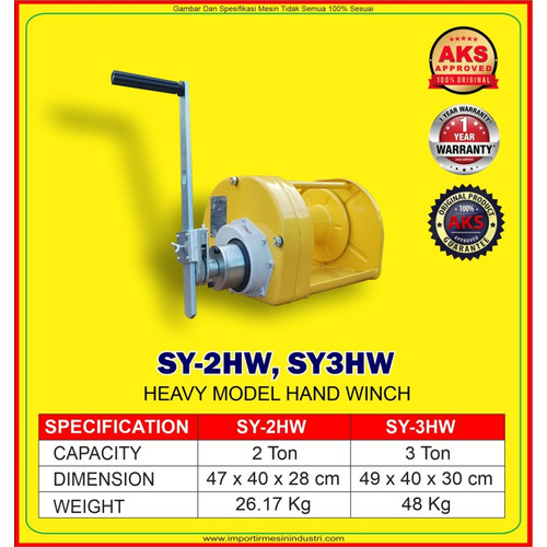 Hand winch / Boat winch / katrol manual 3 Ton Heavy duty AKS-SY3HW