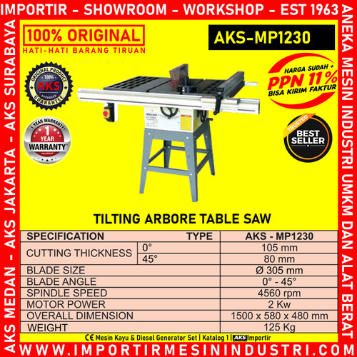 Tilting Abrore Table Saw 1 Phase 2200 Watt | AKS - MP1230