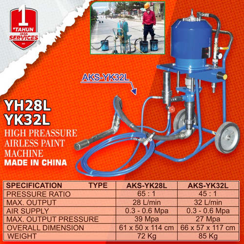 Mesin Tekanan Udara Tinggi High Pressure Airless Paint Mechine - YK28L