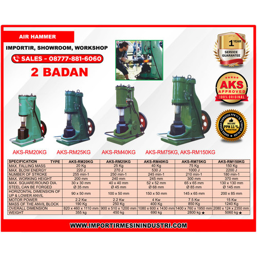 Mesin Tempa Palu Pandai Besi Power Pon Air Forging Hammer - RM25KG