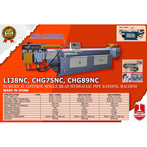 Mesin Bending Pipa 70 x 2,5mm Numerical Hidrolik Bending Type CHG75NC