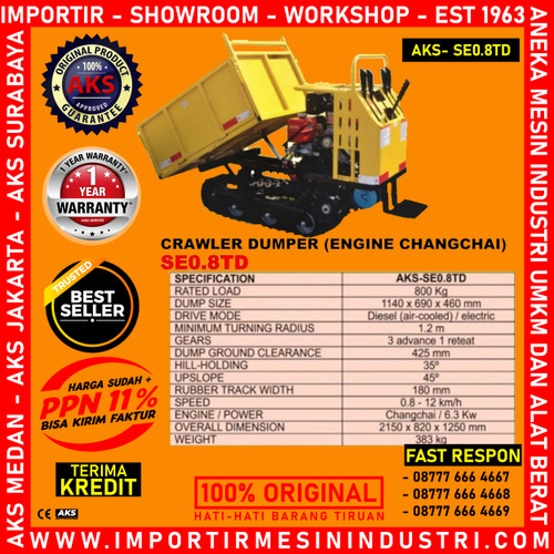 Mesin Dumper Crawler 800 Kg Alat Angkut Kelapa Sawit AKS - SE0.8TD