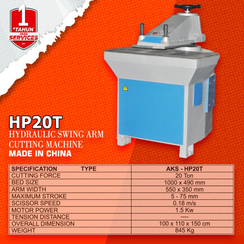 Mesin Pon Pemotong Bahan Kulit Hydraulic Swing Arm 20 Ton Type HP20T