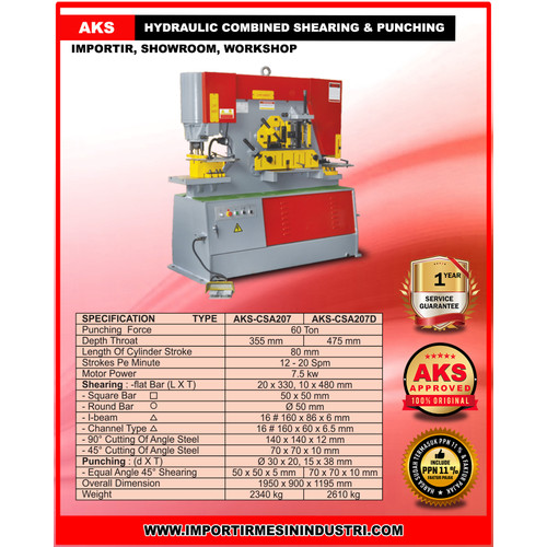 Mesin Kombinasi Hidrolik Potong Besi Punching Shearing CSA207