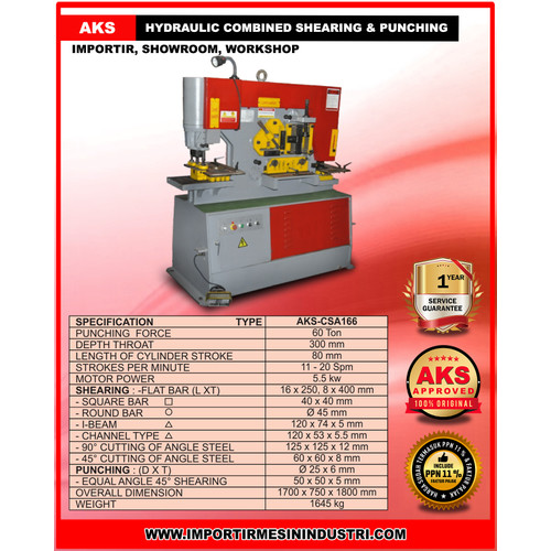 Mesin Kombinasi Hidrolik Potong Besi Punching Shearing Type CSA166