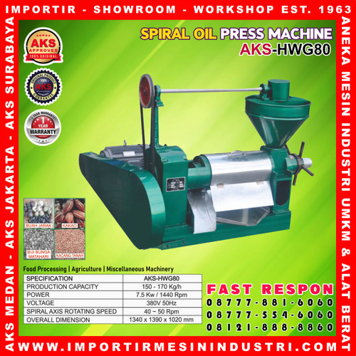 Mesin press minyak kopra / Screw oil press AKS-HWG80 mesin press kopra