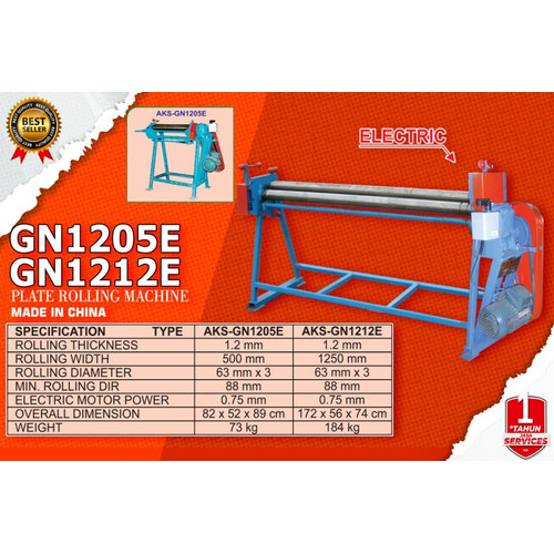 Machine Mesin Roll Plat Besi 1,2x500mm Plate Rolling GN1205E