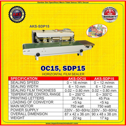 MESIN SEGEL PLASTIK HORIZONTAL EMBOS SEALER AKS - SDP15