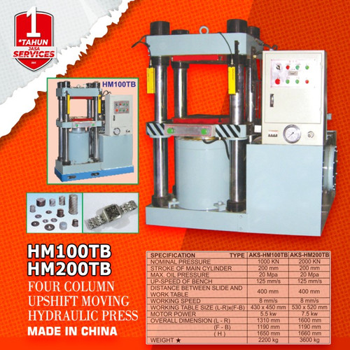 Mesin Press Hidrolik 4 Tiang Upshift Moving Hidrolik Type HM100TB