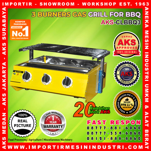 Kompor Gas Panggangan Ayam Grill Roaster 3 Tungku merk AKS CLBBQ3